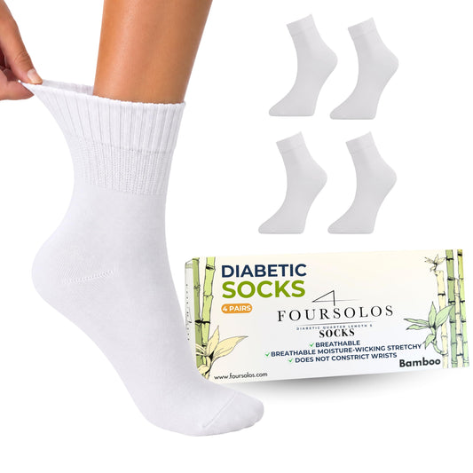 Men Bamboo Diabetic Socks Black Size 9–12,Soft Bamboo Fiber Socks for Sensitive Feet,Daily Wear, 4 Pairs