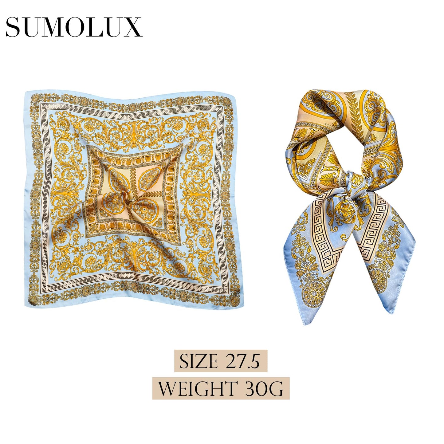 Sumolux Head Hair Scarf for Women Like Satin Silk Scarf Bandana Hair Wrapping Night Large Square Scarves 27.5"