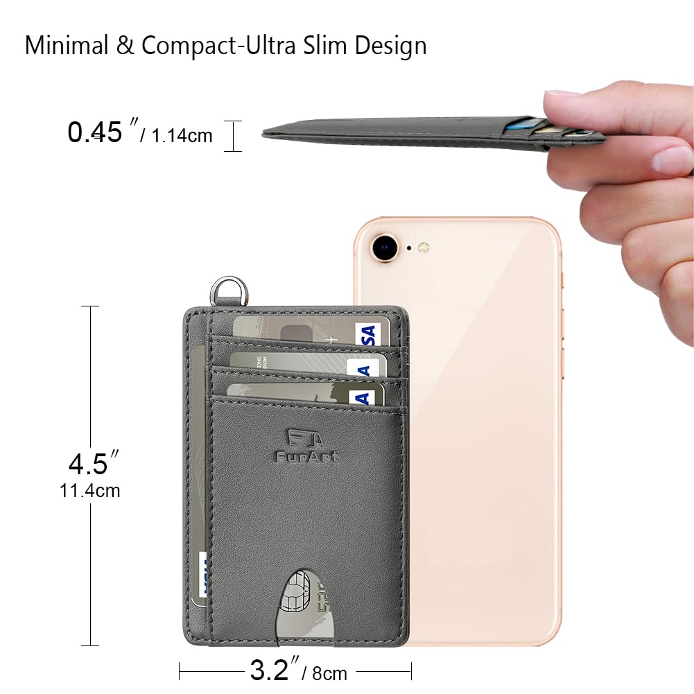 FurArt Slim Minimalist Wallet RFID Credit Card Holder for Men | slim minimalist compact rfid id window thin