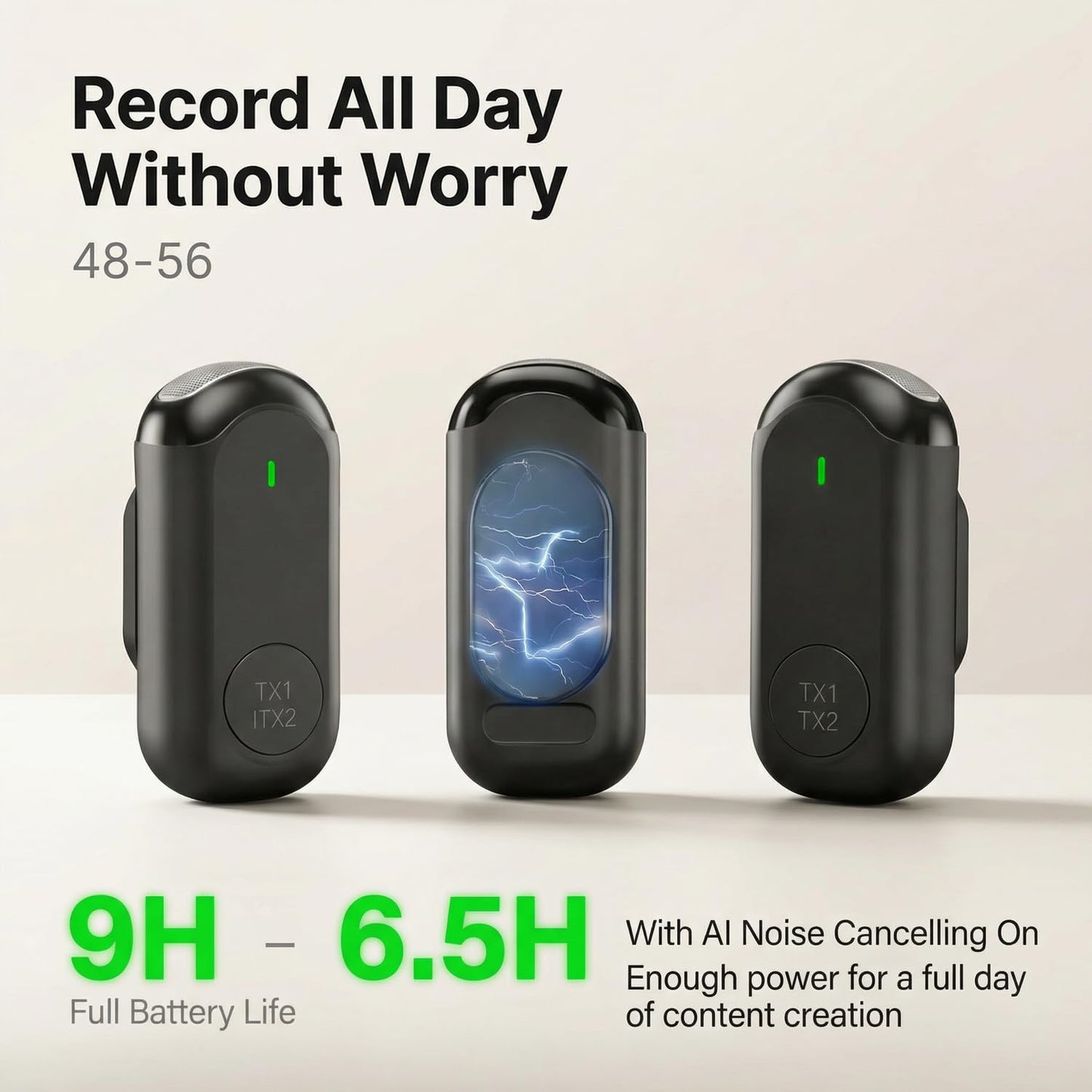 3 in 1 Wireless Lavalier Microphones for iPhone/Android/Camera, 2 Pack Mini Microphone LED Display Lapel Omnidirectional Mic with Mute/Reverb/Noise Reduction for TikTok/Podcast/Vlog Recording