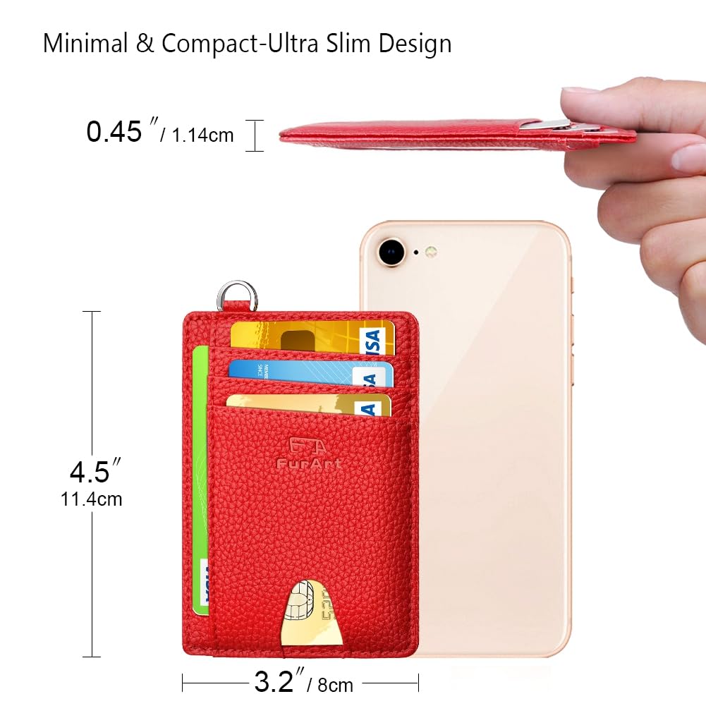 FurArt Slim Minimalist Wallet RFID Credit Card Holder for Men | slim minimalist compact rfid id window thin