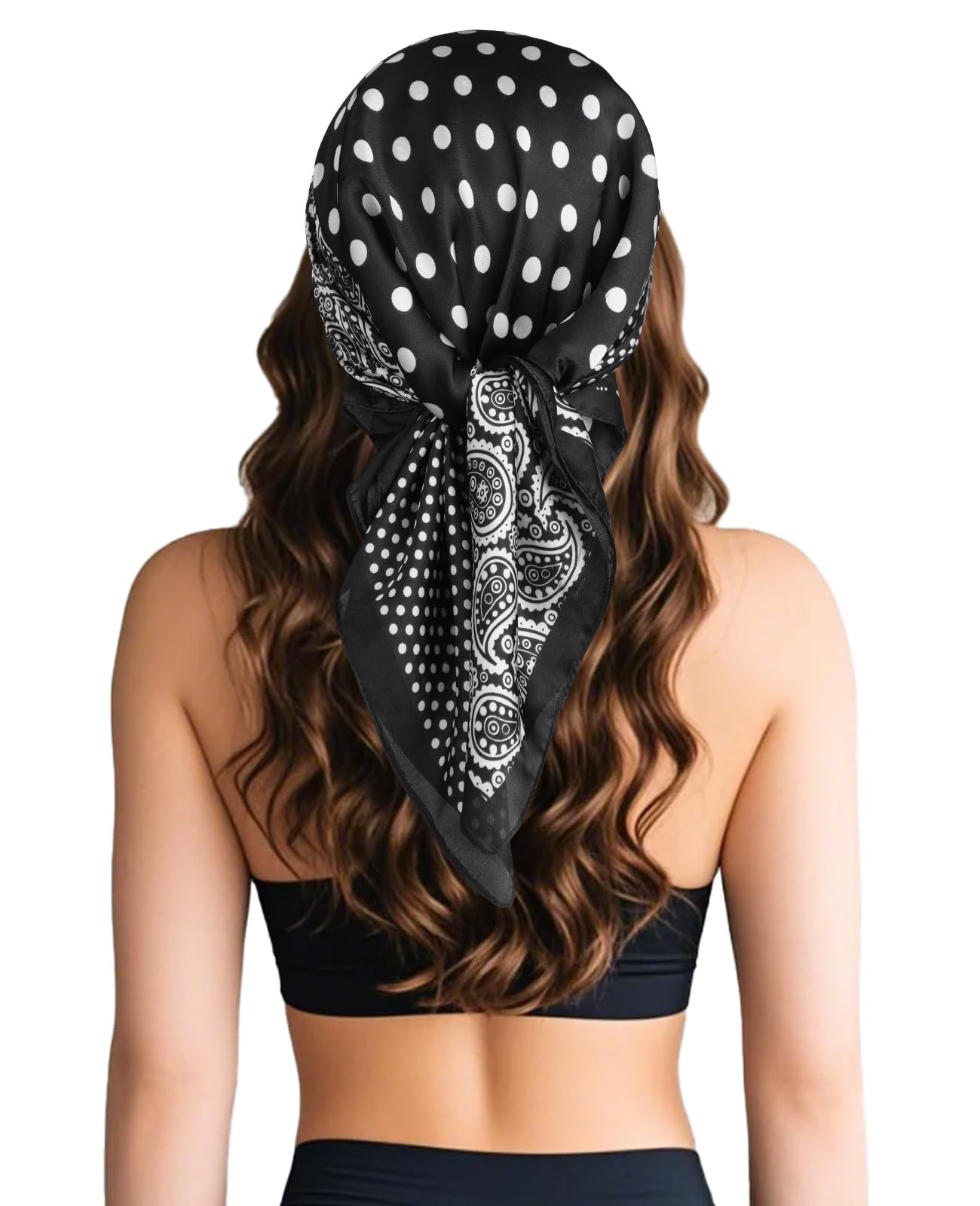 Sumolux Head Hair Scarf for Women Like Satin Silk Scarf Bandana Hair Wrapping Night Large Square Scarves 27.5"