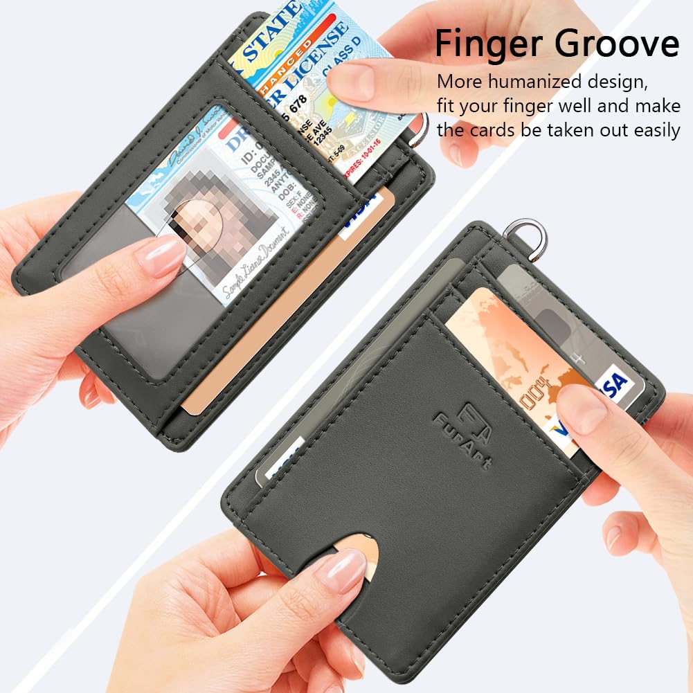 FurArt Slim Minimalist Wallet RFID Credit Card Holder for Men | slim minimalist compact rfid id window thin