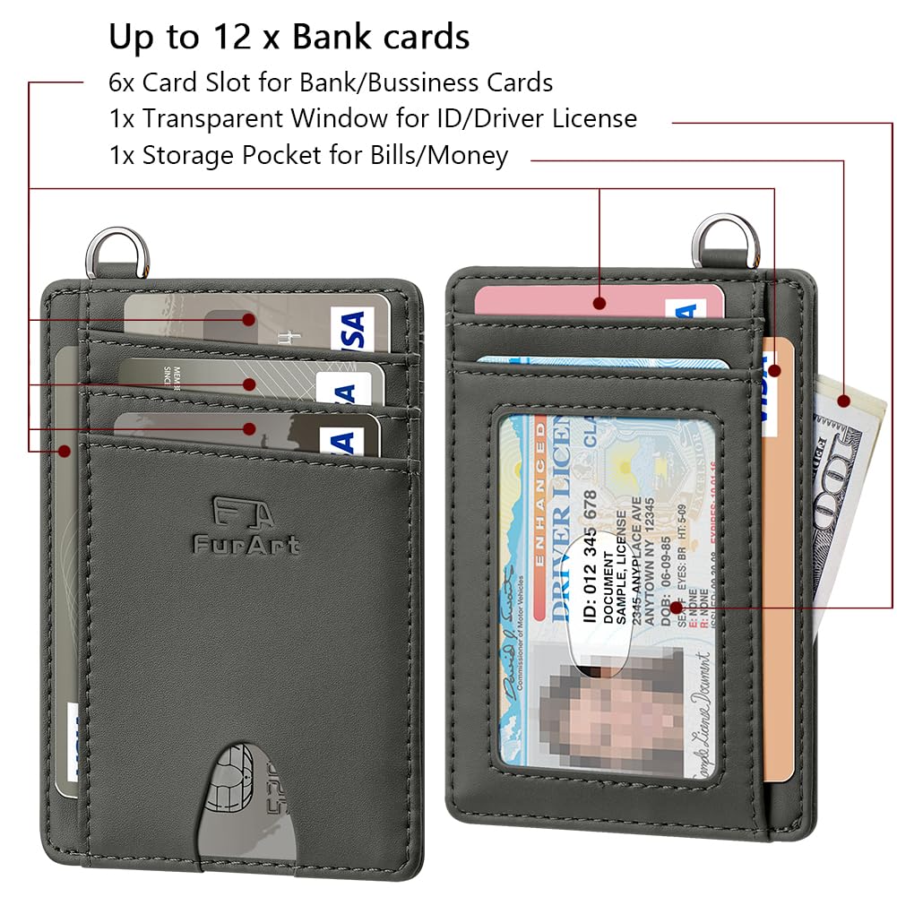 FurArt Slim Minimalist Wallet RFID Credit Card Holder for Men | slim minimalist compact rfid id window thin