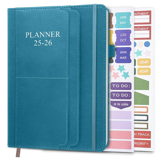 2025-2026 Planner - Weekly & Monthly Planner Runs from Jan 2025 to Jun 2026, 5.8" x 8.25", 18 Monthly Planner, 14 Notes Pages, Inner Pocket, PU Leather Hard Cover, Teal Monthly Planner 2025-2026