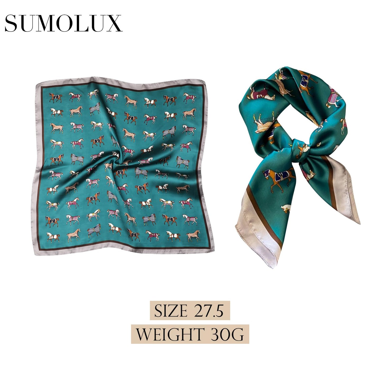 Sumolux Head Hair Scarf for Women Like Satin Silk Scarf Bandana Hair Wrapping Night Large Square Scarves 27.5"