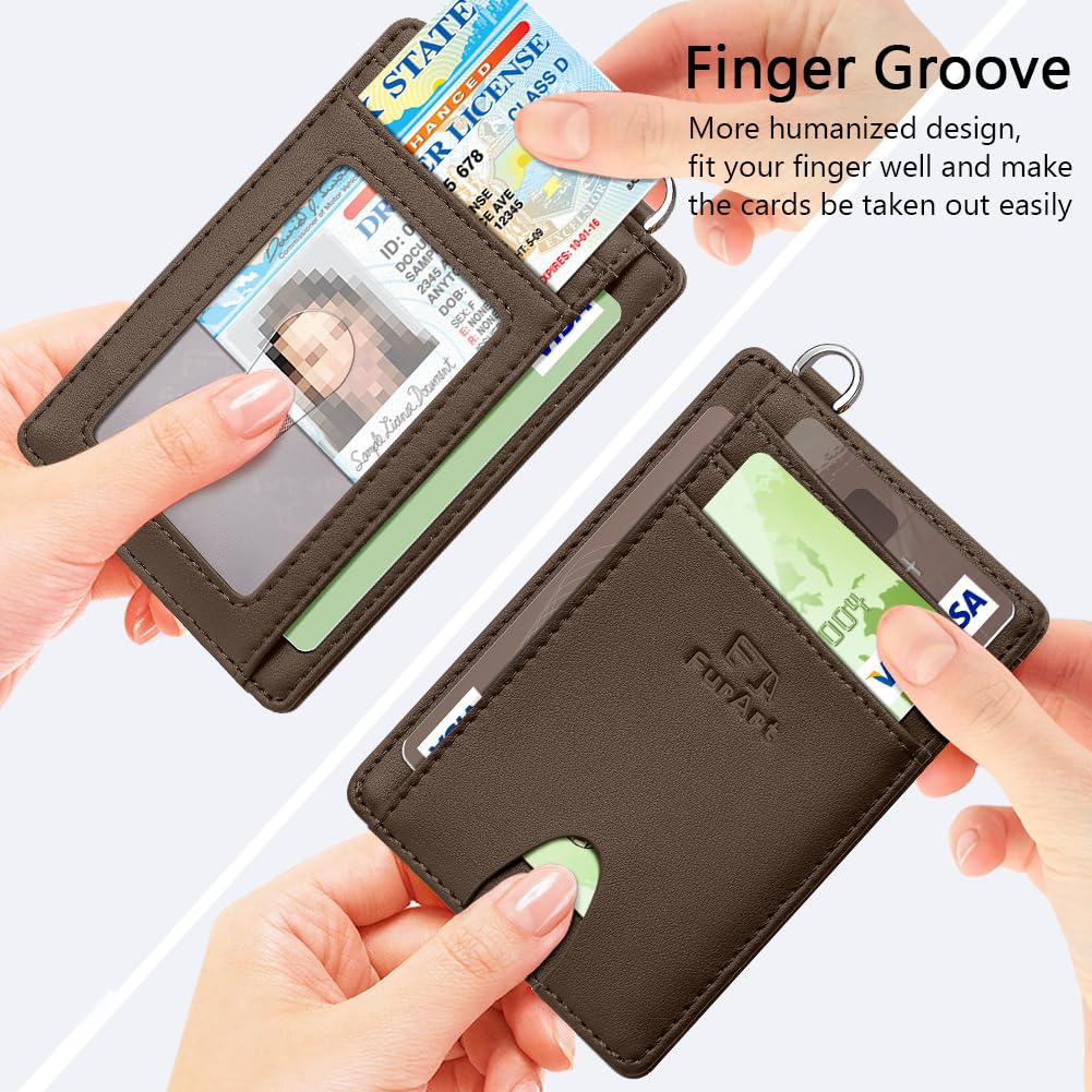 FurArt Slim Minimalist Wallet RFID Credit Card Holder for Men | slim minimalist compact rfid id window thin