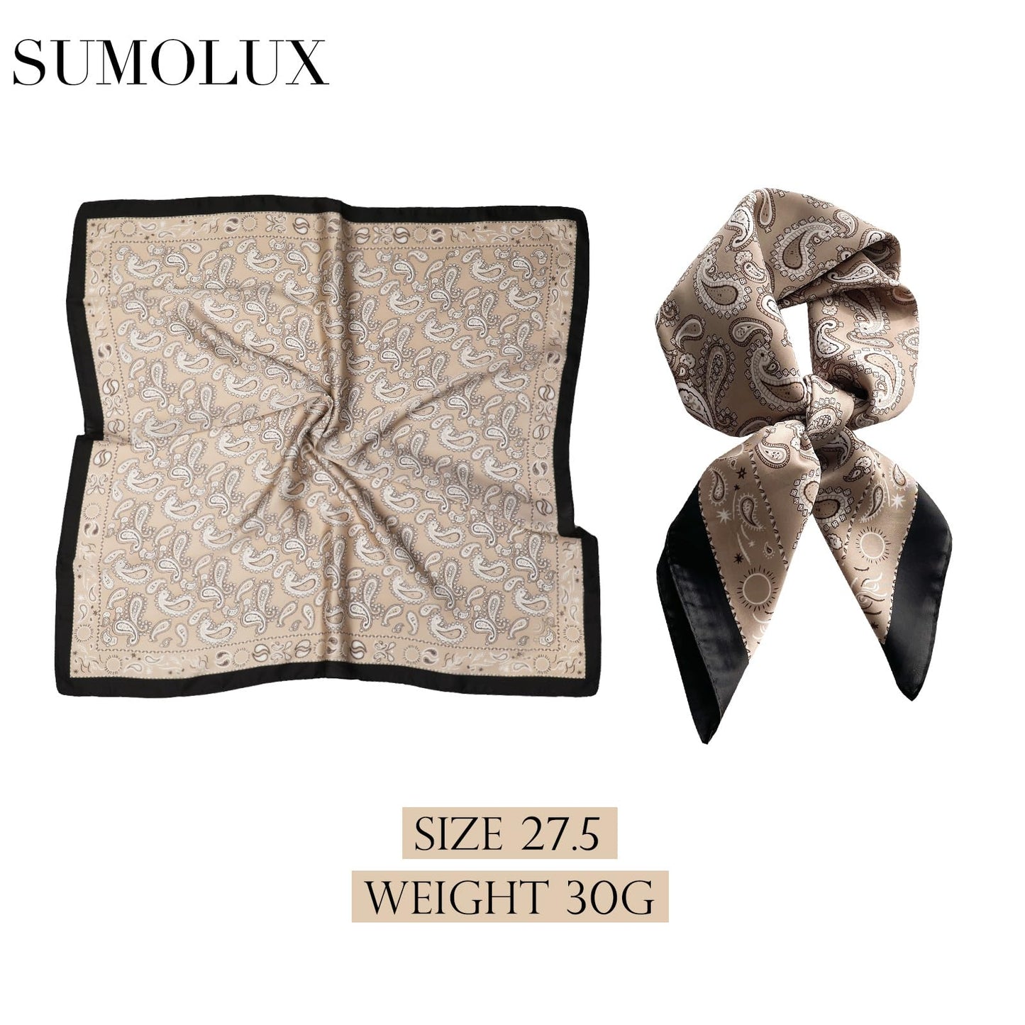 Sumolux Head Hair Scarf for Women Like Satin Silk Scarf Bandana Hair Wrapping Night Large Square Scarves 27.5"