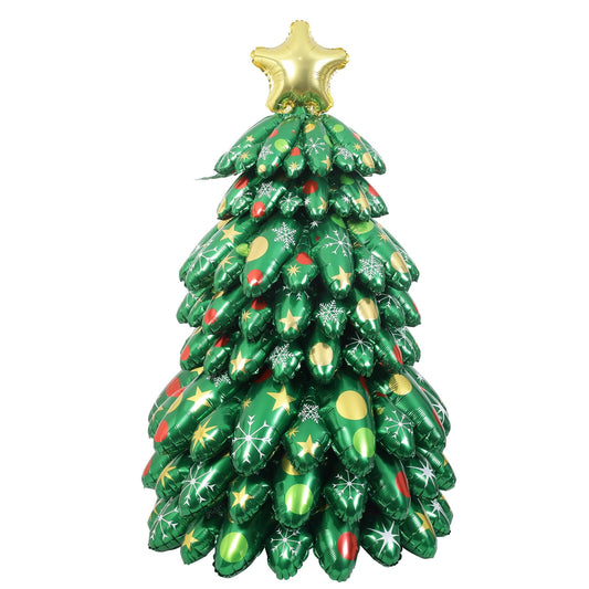 51 Inch Christmas Tree Balloons Self Standing with Golden Star Balloon – Perfect Xmas Party Decorations & Gifts for Kids