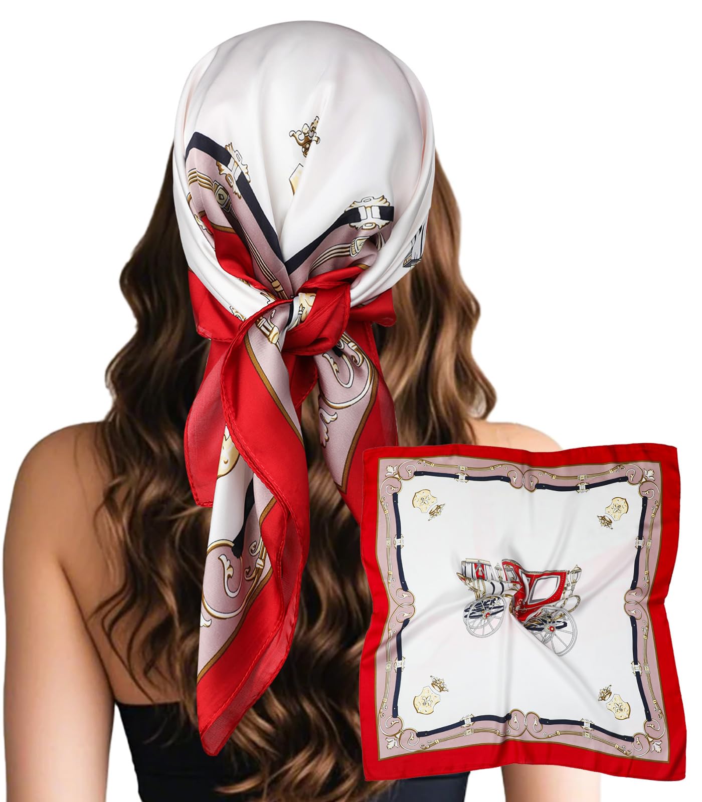 Sumolux Head Hair Scarf for Women Like Satin Silk Scarf Bandana Hair Wrapping Night Large Square Scarves 27.5"