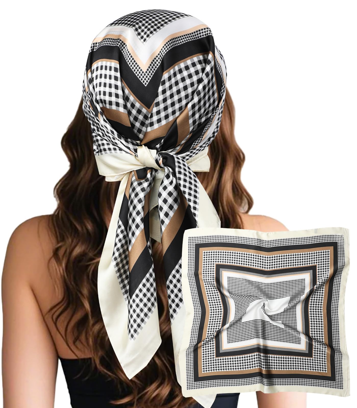 Sumolux Head Hair Scarf for Women Like Satin Silk Scarf Bandana Hair Wrapping Night Large Square Scarves 27.5"