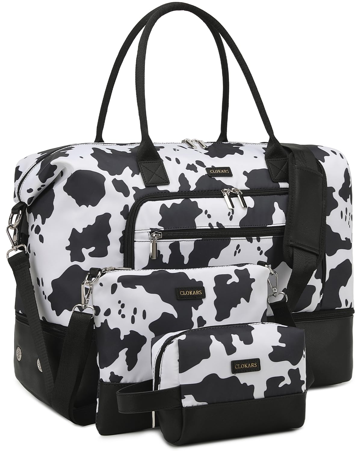 Weekender Bags for Women, Travel Tote Duffle Bag Carry On Overnight Bag with Cosmetics Bag and Crossbody Purse for Gym Hospital, Gifts for Women, Beige Brown