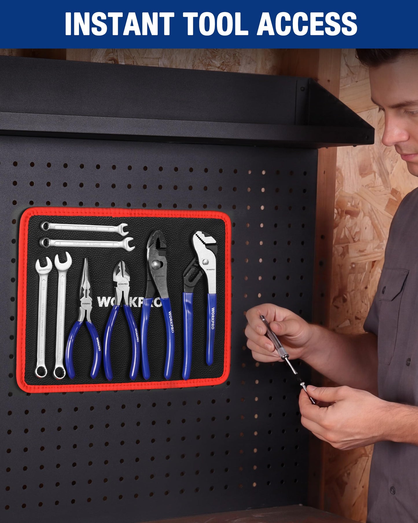 WORKPRO 2-Piece Magnetic Tool Mat, Flexible Magnetic Tool Holder Tray with PVC Surface for Garage, Workshop and Auto Repair