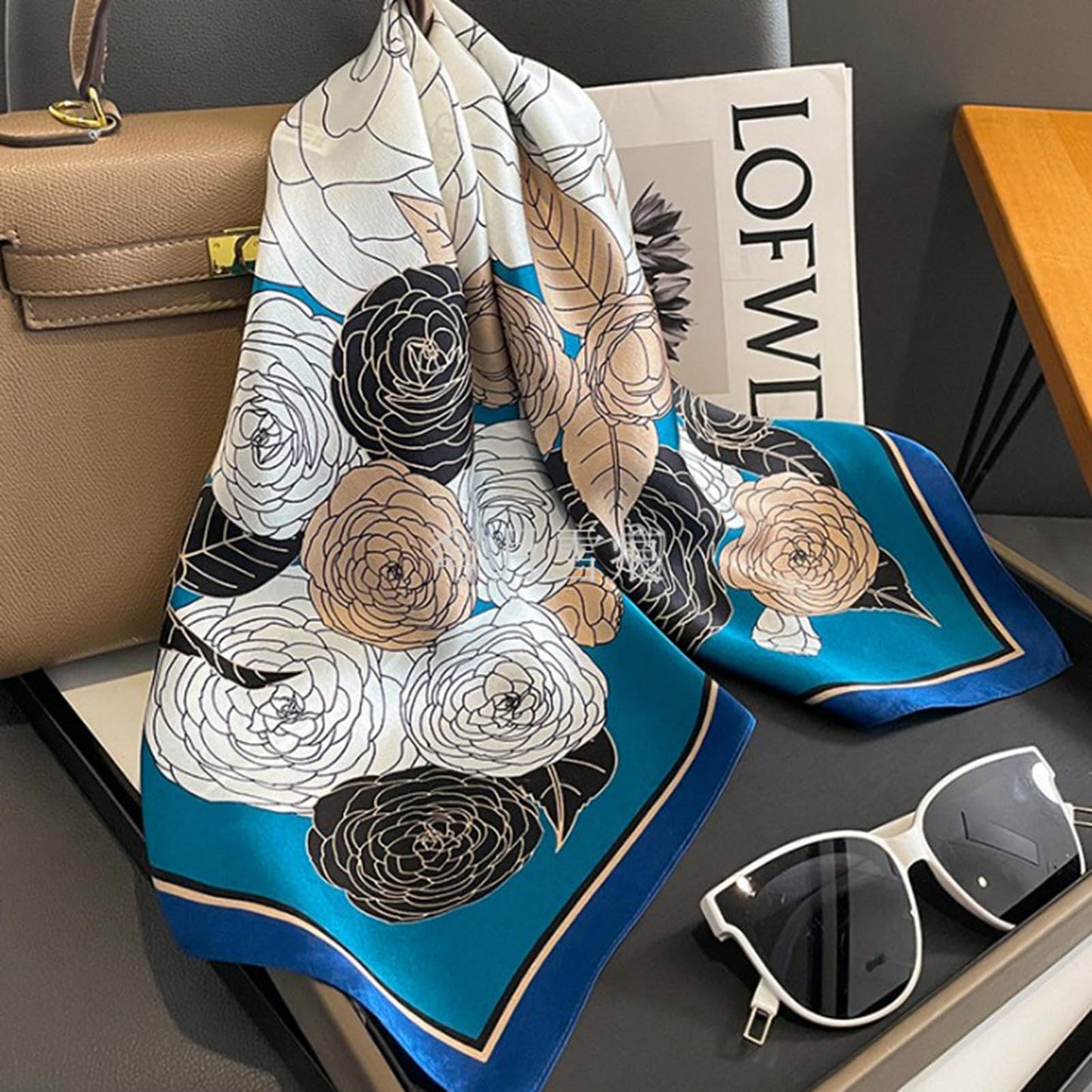 Sumolux Head Hair Scarf for Women Like Satin Silk Scarf Bandana Hair Wrapping Night Large Square Scarves 27.5"
