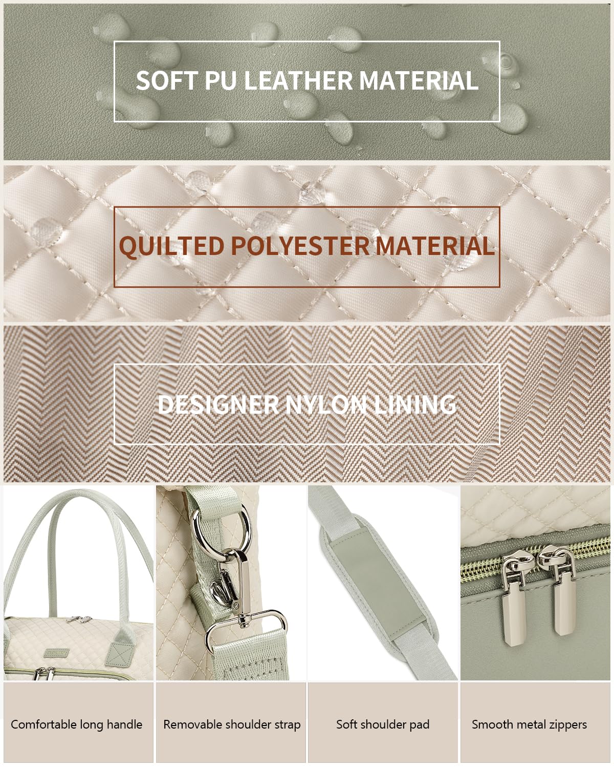 Weekender Bags for Women, Travel Tote Duffle Bag Carry On Overnight Bag with Cosmetics Bag and Crossbody Purse for Gym Hospital, Gifts for Women, Beige Brown