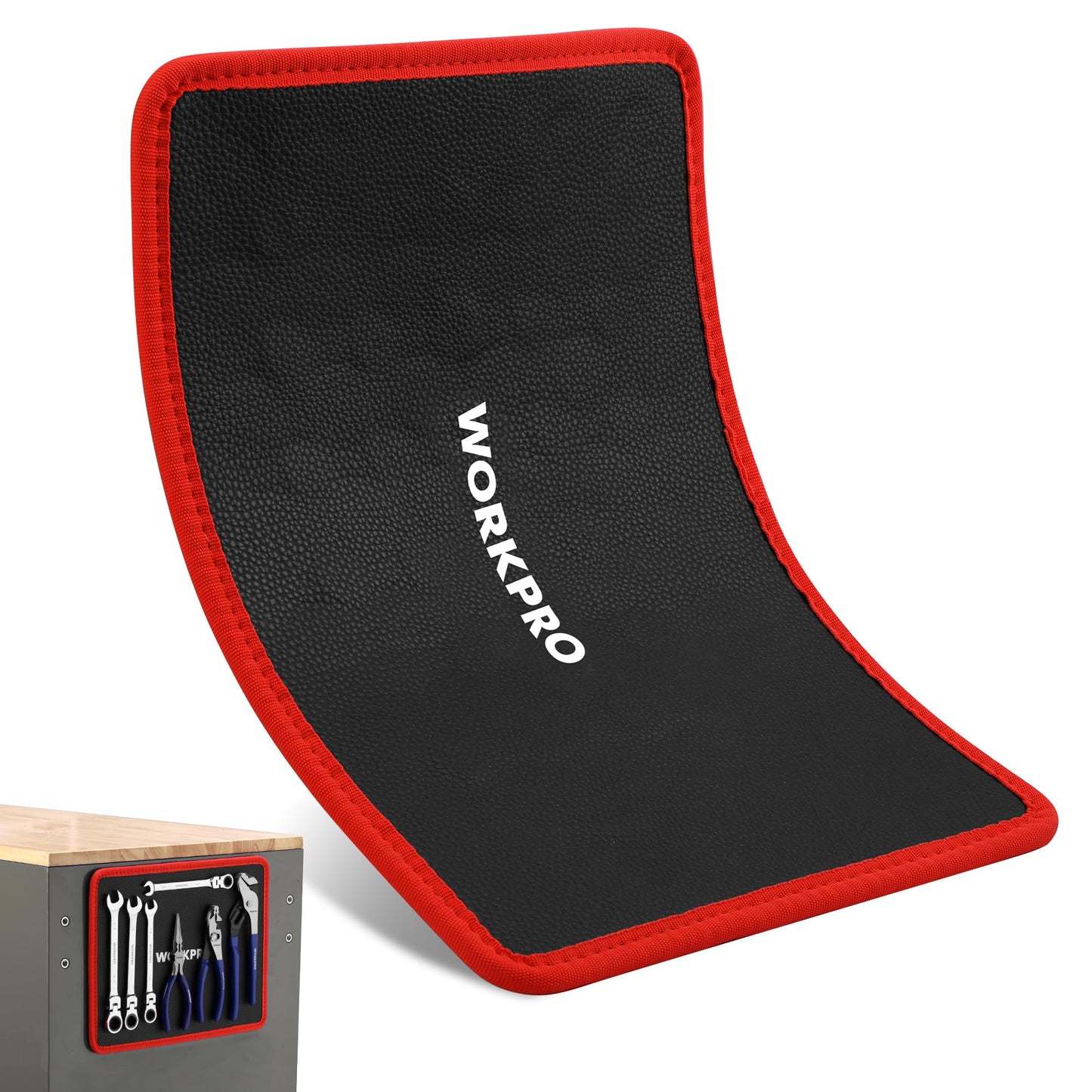 WORKPRO 2-Piece Magnetic Tool Mat, Flexible Magnetic Tool Holder Tray with PVC Surface for Garage, Workshop and Auto Repair