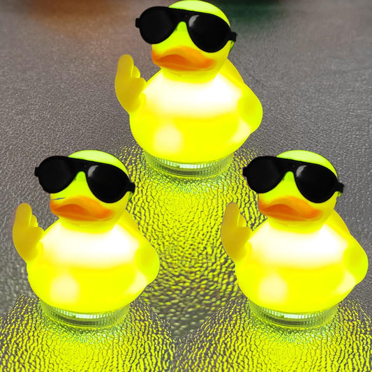 AKLOPE Light Up Duck Plugs, 7 Colors Car LED Lights, Duck Holder, 3 Pcs Rubber Ducks, Car Dashboard Decorations, Black Plastic Duck Plug Holders (6 Pcs)